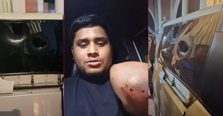 গাজীপুরে হামলায় ক্ষত-বিক্ষত গাড়ি ও আহত হাসনাত আবদুল্লাহ